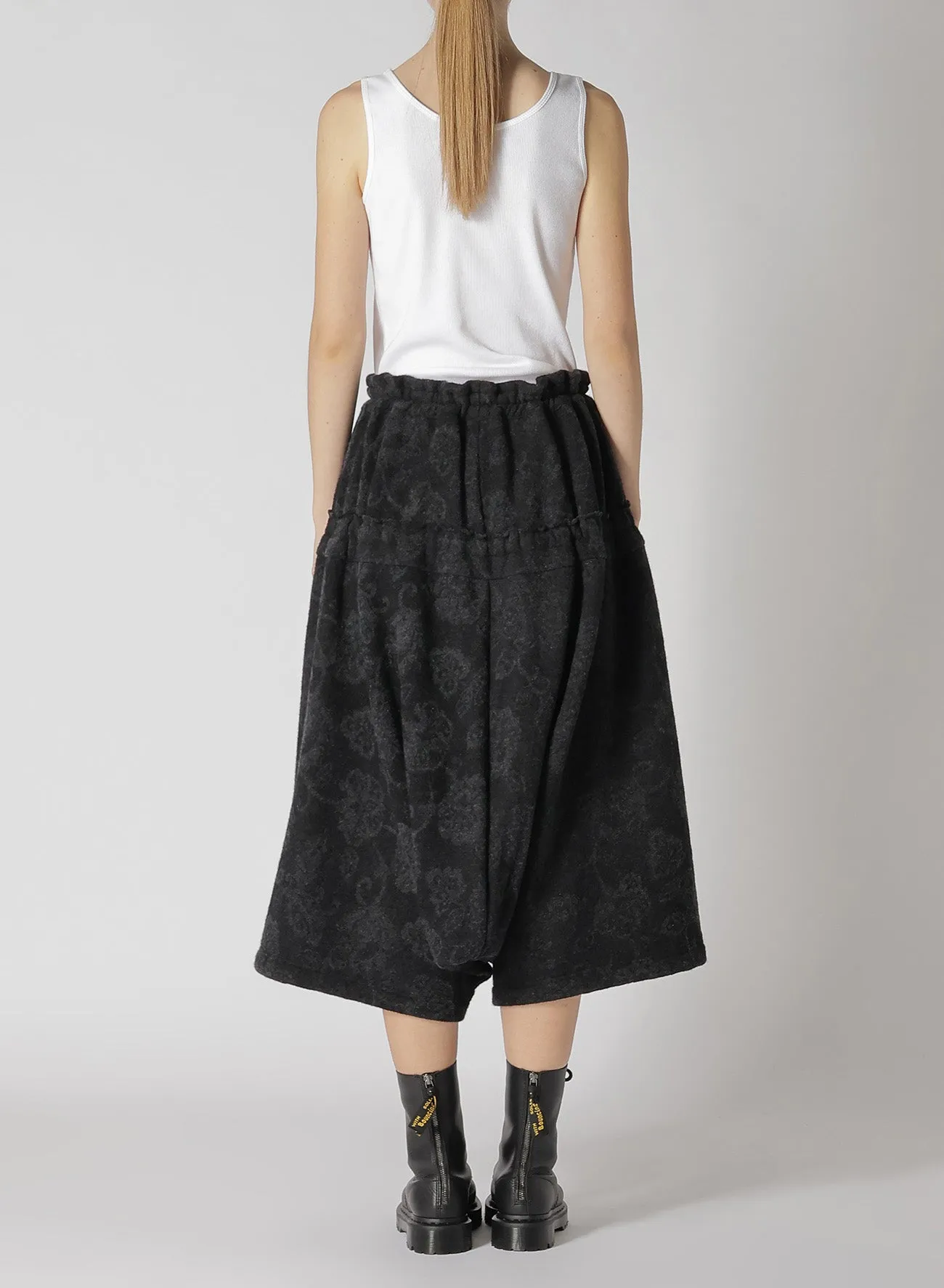 FLOWER PILE JACQUARD MILLING WAIST FITTED PANTS