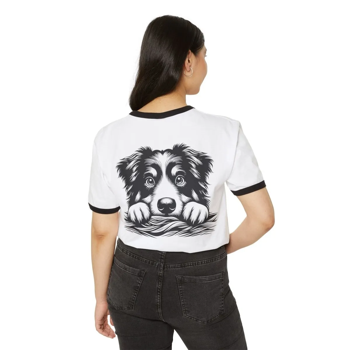 Peek-a-Boo Pup Unisex Cotton Ringer T-Shirt